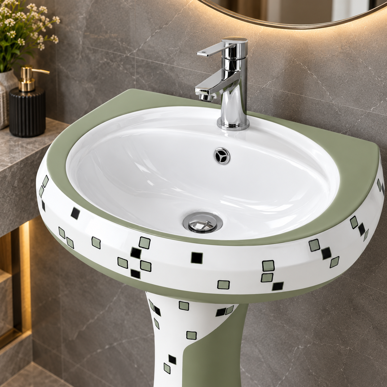 Sonet RP-1070, washbasin with pedestal (view 2)